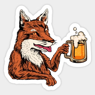 Cheers - Fox drinks beer - Beer festival Sticker